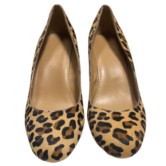 J. Crew Sylvia Calf Hair Leopard Print Wedges Cheetah Print Wedged Heels Size 7 - Picture 3 of 13